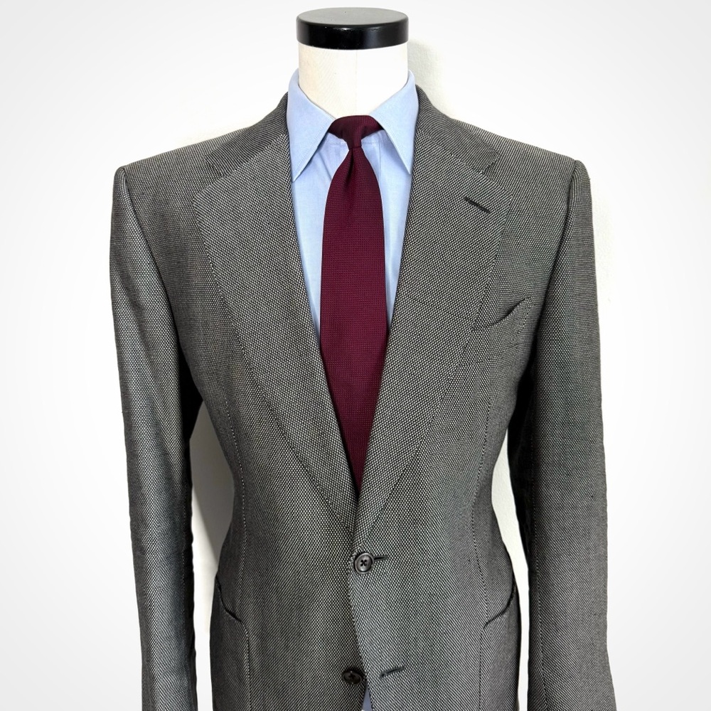 Tom Ford Textured Linen Elbow Patch Blazer | 44